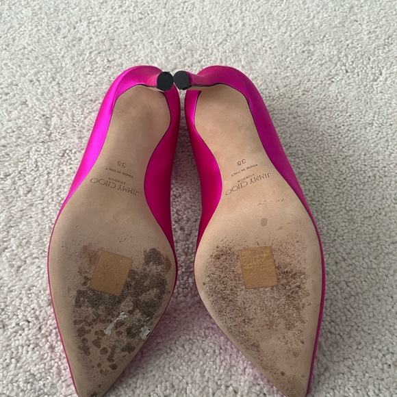 Jimmy Choo Vibrant Pink Satin Heels - Picture 7 of 9